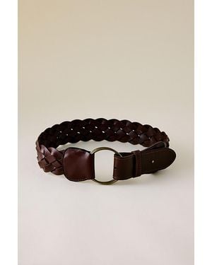 By Anthropologie Leather Braid Belt - Brown