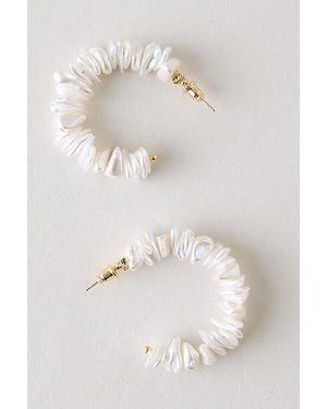 By Anthropologie Pearl & Shell Hoop Earrings - Natural
