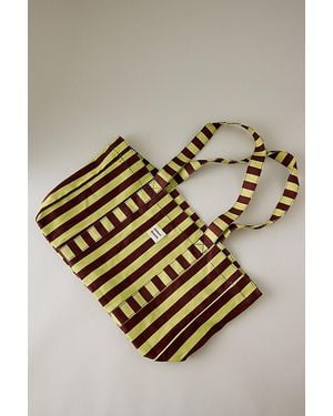 Damson Madder Large Stripe Canvas Tote Bag - Metallic