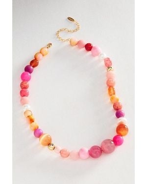 By Anthropologie Chunky Beaded Necklace - Pink