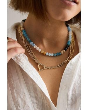 By Anthropologie Multi-Chain Heart Necklace - Brown
