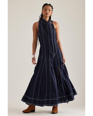 Pilcro Aline Sleeveless Denim Maxi Dress - Blue