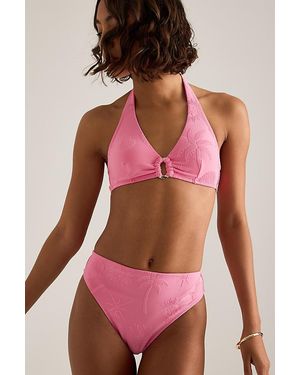 Chelsea Peers High-Waisted Jacquard Bikini Bottoms - Red