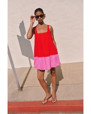 Maeve Poplin Bubble Mini Dress - Pink