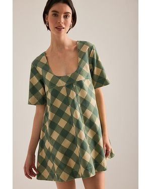 Damson Madder Bridget Reversible Mini Swing Dress - Green