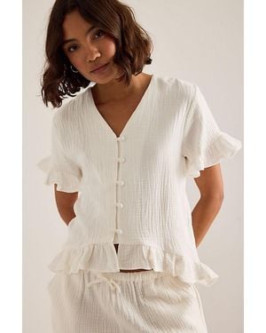 Meeka Remi Frill Pyjama Top - Natural
