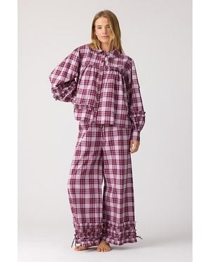 Damson Madder Elio Berry Check Long Pyjama Set - Red