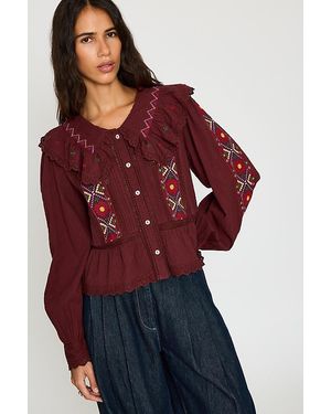 By Anthropologie Long-Sleeve Embroidered Blouse