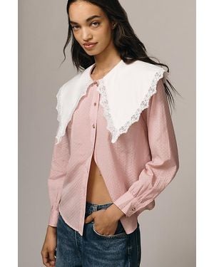By Anthropologie Oversized Collar Blouse - Pink