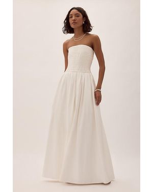 Nobody's Child Opal Ivory Satin Column Strapless Maxi Dress - Natural