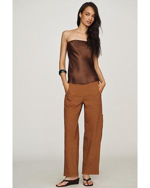 Maeve Mid-Rise Tapered Jeans - Brown