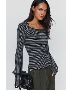 Pilcro Square-Neck Long-Sleeve Top - Black