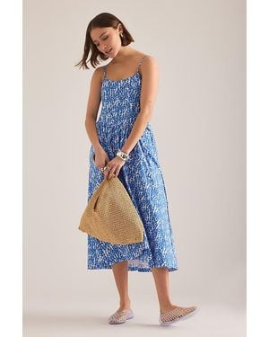 Maeve Sleeveless Square-Neck Drop-Waist Midi Dress - Grey