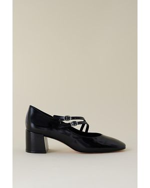 Vicenza Asymmetric-Strap Mary Jane Heels - Black