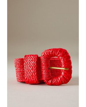 Anthropologie Raffia Stretch Belt - Red
