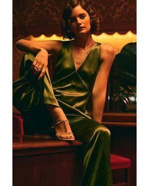 Anthropologie Blair Satin Jumpsuit - Green