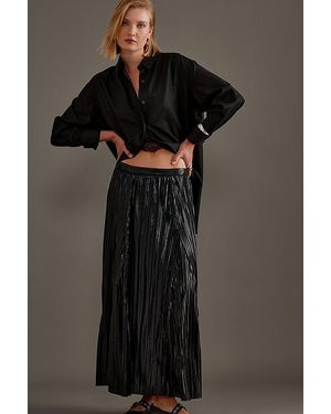 By Anthropologie Metallic Midi Skirt - Black