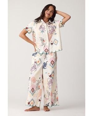 Chelsea Peers Bohemian Leopard Organic Cotton Pyjama Set - Natural