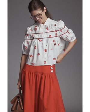 Maeve The Leandra Shirred Yoke Blouse By - Grey
