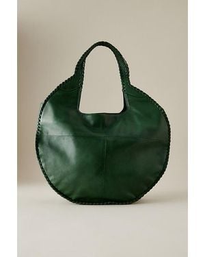 By Anthropologie Nora Round Circle Leather Tote Bag - Green