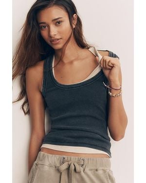 Pilcro Soft Wash Icon Tank Top By - Blue