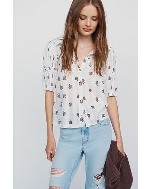 Pilcro Puff-Sleeve Swing Blouse - White