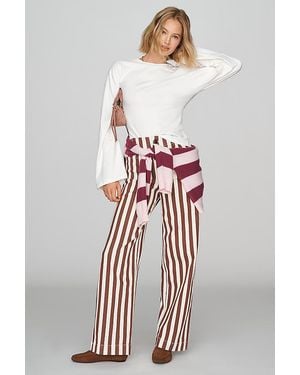 Maeve The Colette Striped Full-Length Wide-Leg Trousers By - Natural