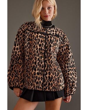 Damson Madder Macy Leopard Quilted Jacket - Brown
