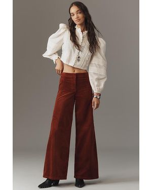 Maeve Scallop Wide-Leg Trousers: Corduroy Edition - Brown