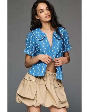 Pilcro The Keira Embroidered Blouse By - Blue