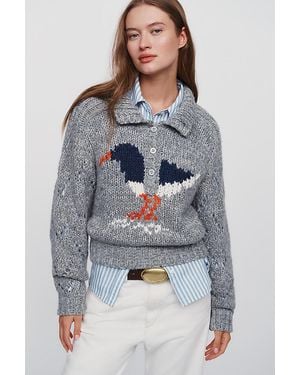 Pilcro Collared Graphic Jumper - Blue