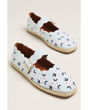 Maeve Scalloped Edge Espadrille Mary Jane Flats - White