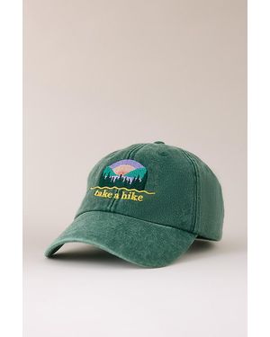 By Anthropologie Take A Hike Embroidered Baseball Cap - Green