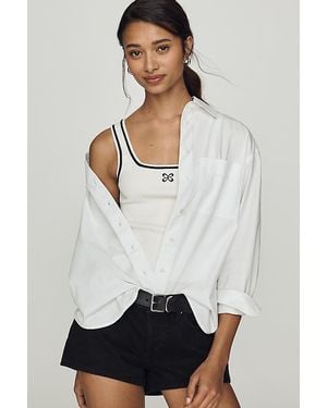 Maeve Square-Neck Logo Knit Tank Top - White