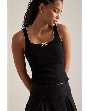 Damson Madder Salome Pointelle Cami Top - Black