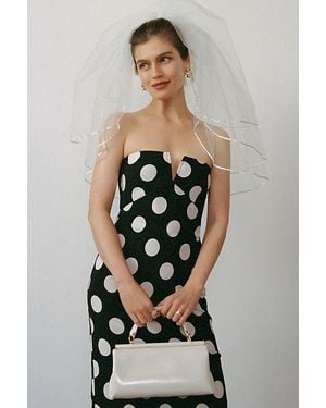 By Anthropologie Strapless Linen Plunge-Neck Midi Dress - Brown