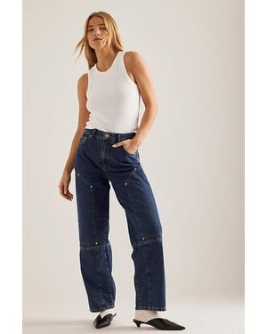 ALIGNE Mid-Rise Slim Barrel Jeans - Blue