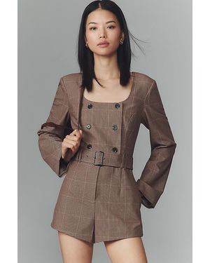 By Anthropologie Long-Sleeve Blazer Playsuit - Brown