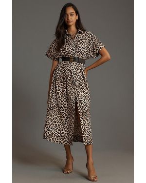 Exquise The Tobie Button-Front Pleated Shirt Dress By Embellished Edition - Black
