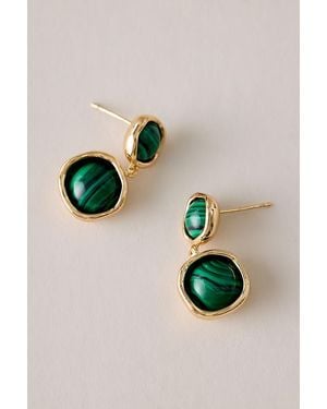 By Anthropologie Double Stone Drop Earrings - Green