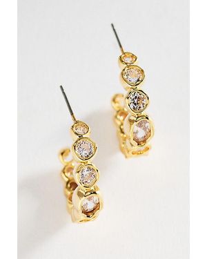 By Anthropologie Bezel Crystal Hoop Earrings - Metallic