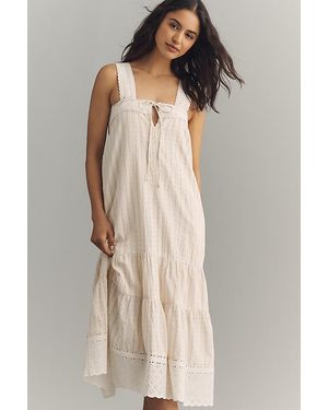 By Anthropologie Lace-Trim Tiered Midi Dress - Multicolour