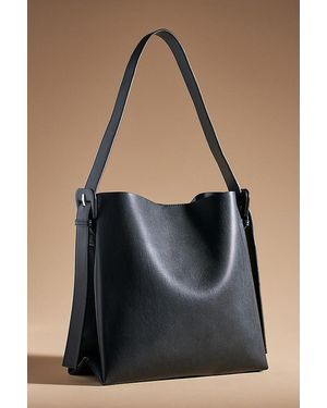 By Anthropologie Buckle-Strap Faux Leather Shoulder Bag - Black