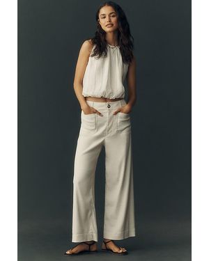 Maeve The Colette Cropped Wide-Leg Trousers By Linen Edition - Grey