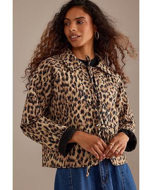 Anthropologie Leopard Quilted Tie-front Jacket - Brown