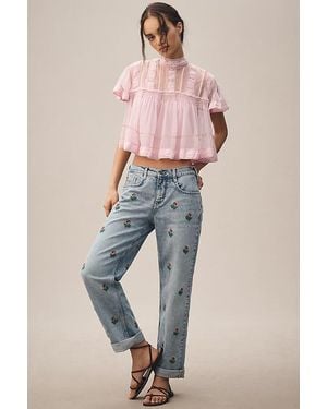 Pilcro Baggy Slim Boyfriend High-Rise Relaxed Jeans - Pink