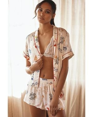 By Anthropologie Silky Patterned Pyjama Top - Brown