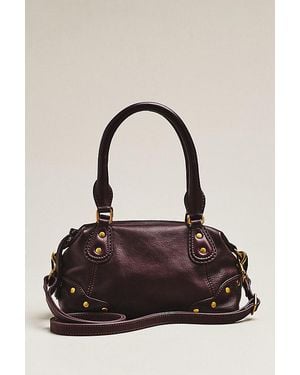 By Anthropologie Arina Leather Mini Satchel Bag - Purple