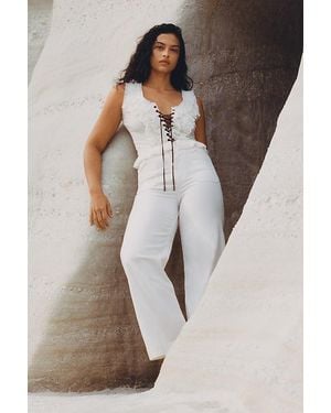 Pilcro Eyelet Ruffle Tank Top - White