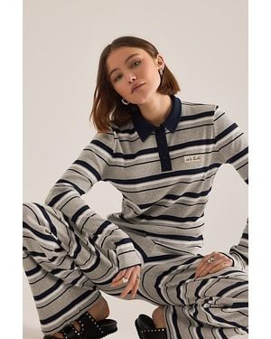 4th & Reckless Liliana Ribbed Jersey Rugby Top - Natural